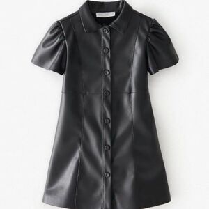 Zara faux leather girls‎ black dress size 7 yrs old